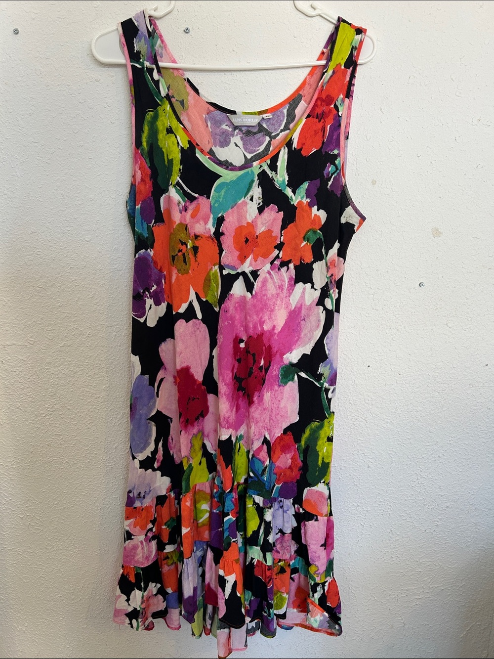 Jams World Black Floral Sleeveless Ruffle-Hem Dress